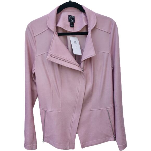 Clara Sun Woo Large Light Pink Liquid Leather Jacket Signature Womens NWT - Picture 1 of 12